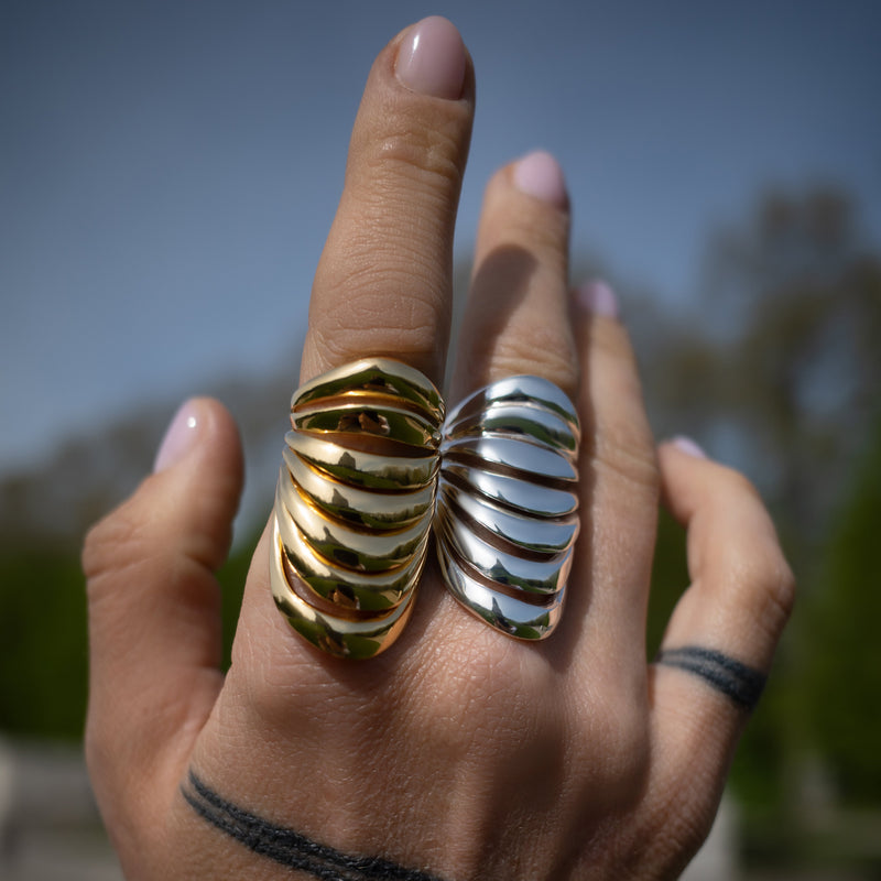 VIKA jewels jewelry jewellery ARMOUR RING 2 fantasia collection recycled sterling silver ring handmade Bali gold plated