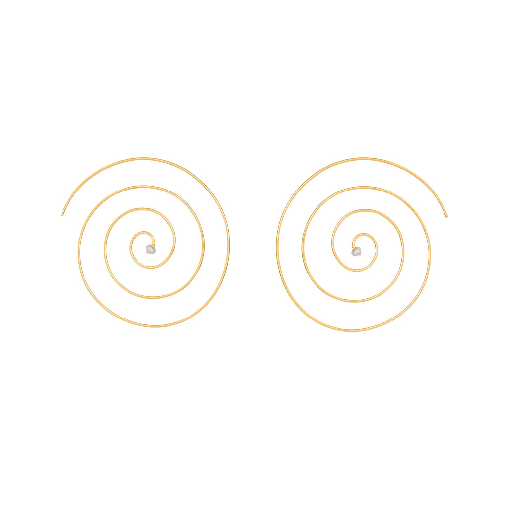 VIKA jewels pearl spiral earrings gold plated vergoldet statement Ohrringe handmade Bali recycled recycling sterling silver silber hoops fashion jewellery jewelry