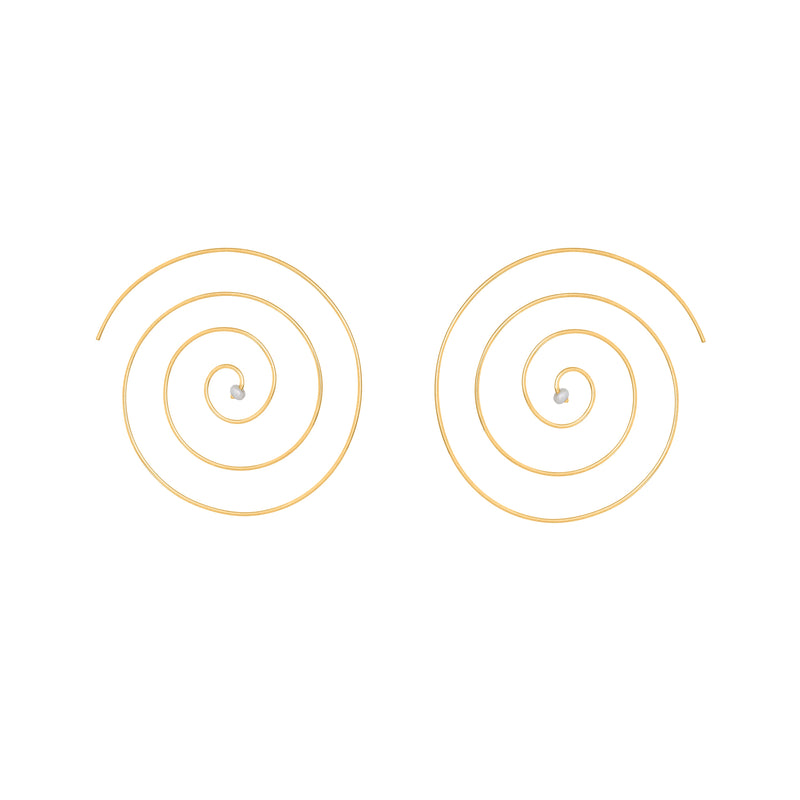 VIKA jewels pearl spiral earrings gold plated vergoldet statement Ohrringe handmade Bali recycled recycling sterling silver silber hoops fashion jewellery jewelry