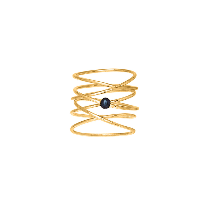 VIKA jewels 18 Karat carat gold plated vergoldet pearl Perle spiral wire ring statement handmade Bali recycled recycling sterling silver silber fashion jewellery jewelry Schmuck 