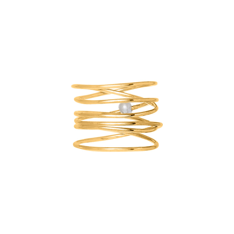 VIKA jewels 18 Karat carat gold plated vergoldet pearl Perle spiral wire ring statement handmade Bali recycled recycling sterling silver silber fashion jewellery jewelry Schmuck 