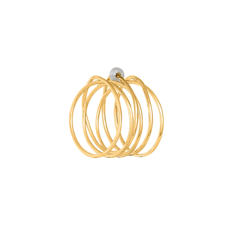 VIKA jewels 18 Karat carat gold plated vergoldet pearl Perle spiral wire ring statement handmade Bali recycled recycling sterling silver silber fashion jewellery jewelry Schmuck 