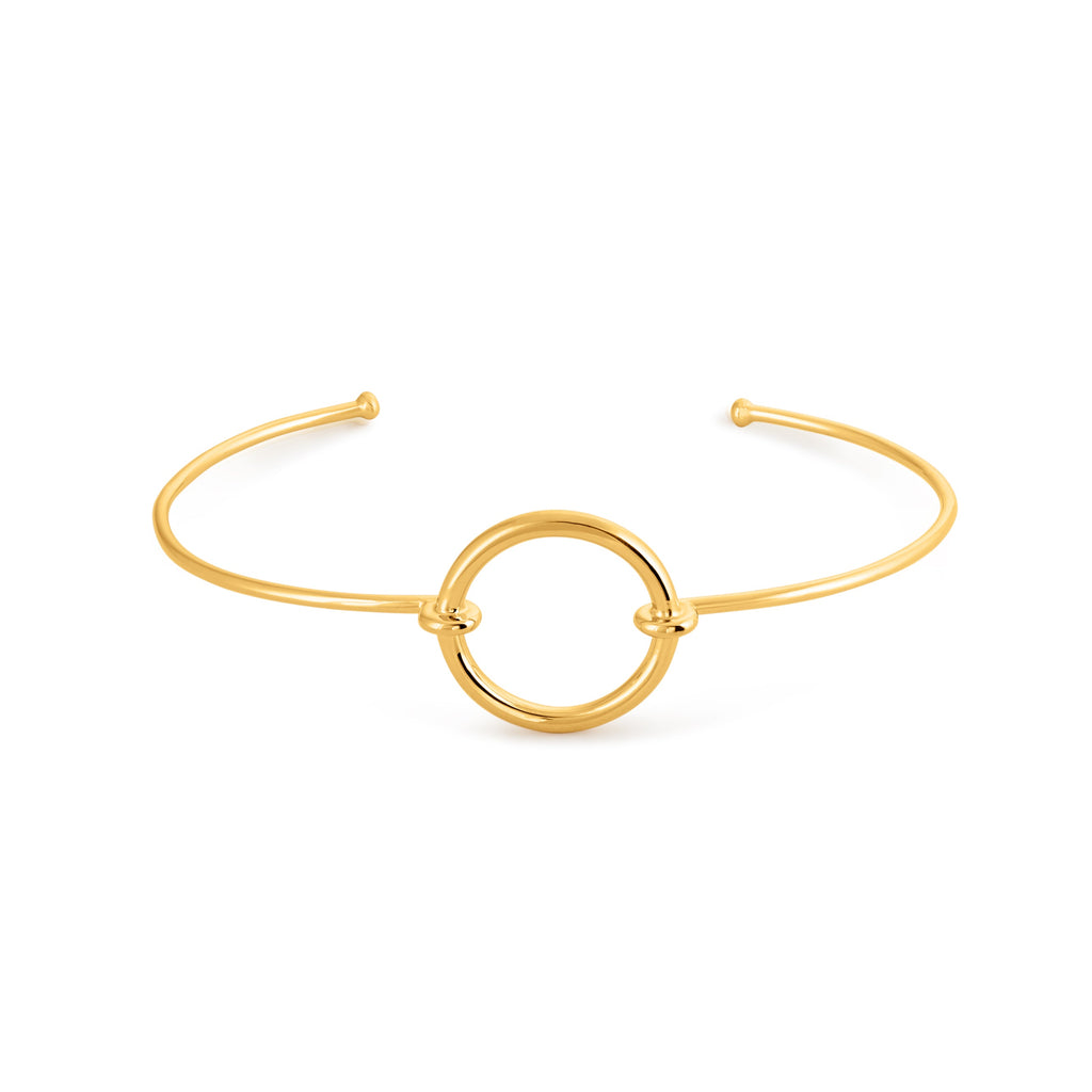 AMOUREUX Collection CIRCULAR COLLIER gold plated 4MM THICK WIRE COLLIER TOTAL LENGTH 33CM WITH A Ø4CM CIRCLE IN THE MIDDLE ENDED BY TWO Ø 0.4CM SILVER BALLS recycled 925 sterling silver 18 carat gold plated handmade in Bali VIKA jewels