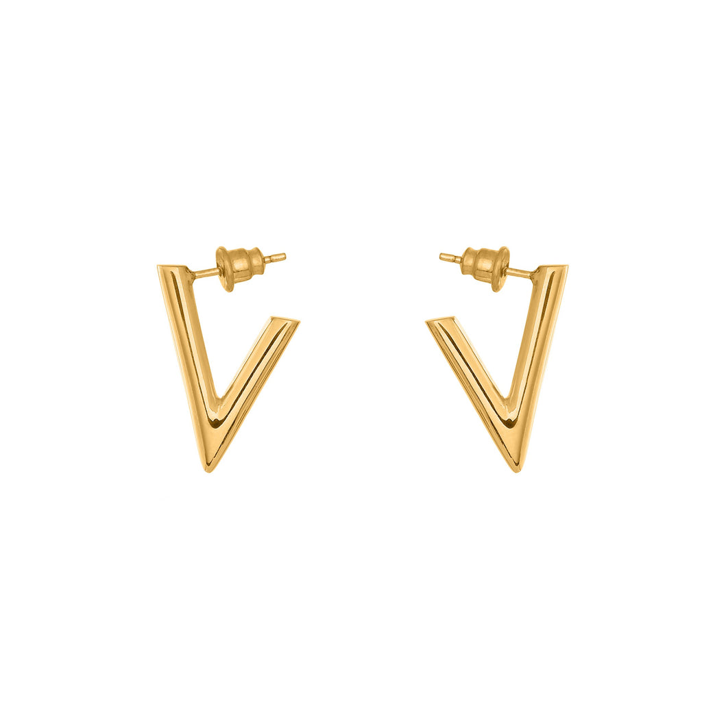 VIKA jewels self love collection V earrings Ohrringe studs Stecker jewel 18 Karat carat gold plated vergoldet recycled sterling silver silber handmade handgemacht bali sustainable ethical nachhaltig schmuck