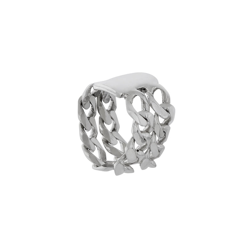 VIKA jewels SELF LOVE COLLECTION WIDE CHAIN DOUBLE RING this ring consists of 2 link chains of 0.7CM Width 1.4CM Connection plate 1CM x 1.4CM 925 recycled sterling silver UNISEX handmade in Bali
